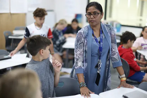 Anita Joshi with a student