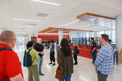 Parents being shown around the new Memorial High School addition