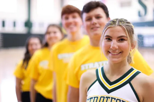 five stratford students lined up facing the camera