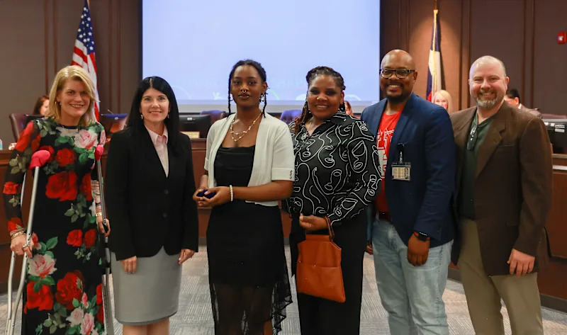 Student receiving Texas theatre scholar award
