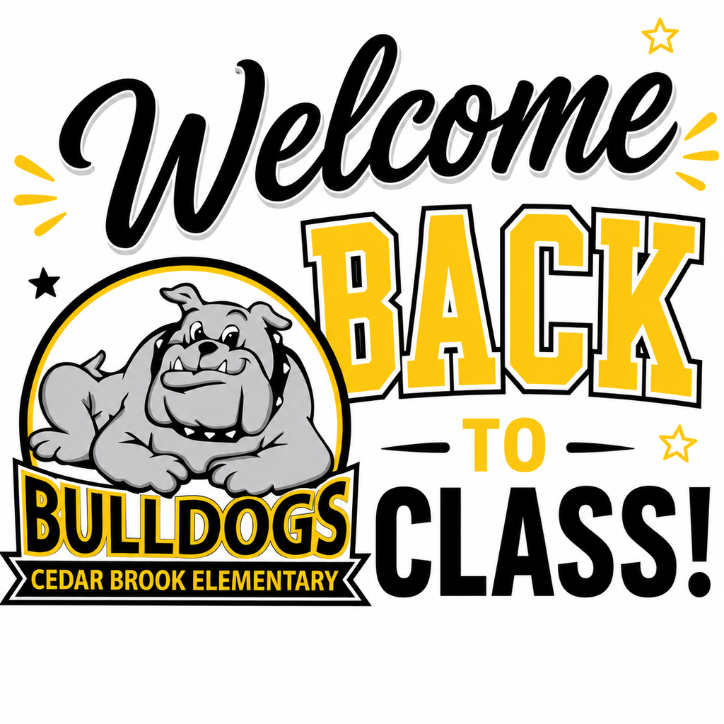 Logo with "Welcome" in large yellow letters, "Back to Class!" below, featuring a gray bulldog graphic, and "Bulldogs" on a yellow circle.