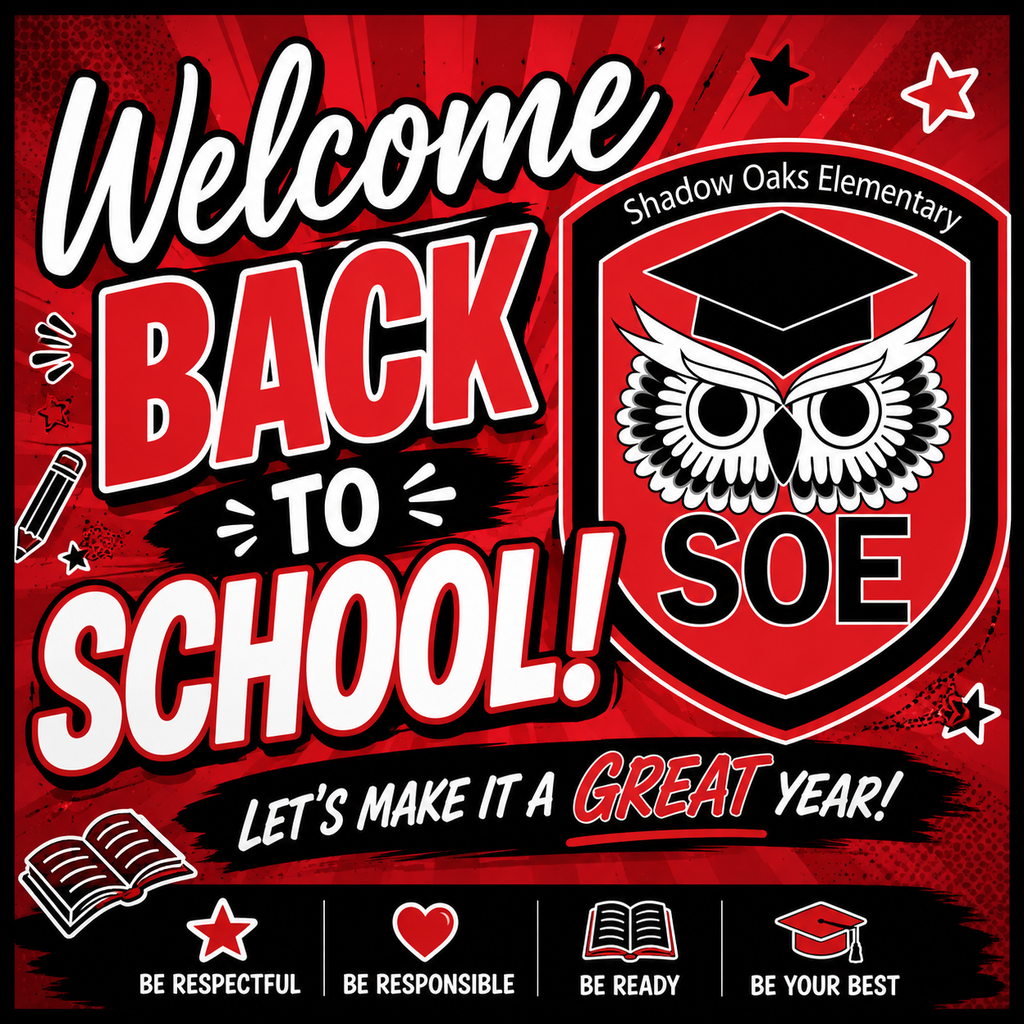 Poster says "Welcome Back to School!" with owl wearing cap. "Let's Make It a Great Year!" and school icons.