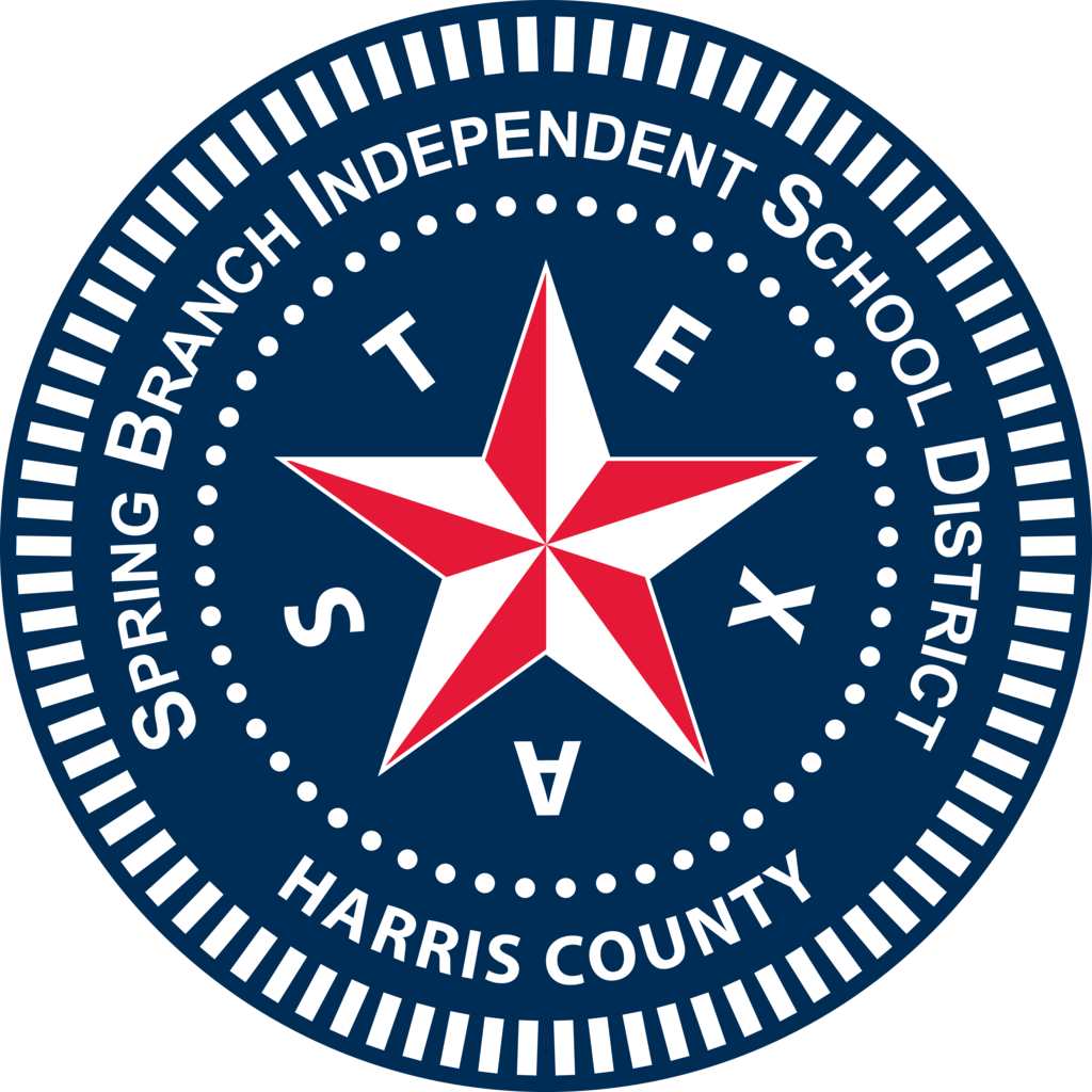 Blue circle logo with "SPRING BRANCH INDEPENDENT SCHOOL DISTRICT HARRIS COUNTY" around a red star.