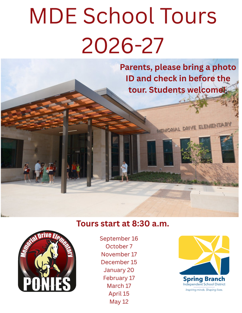 Flyer with dates and times for MDE school tours. Image shows a modern building entrance.