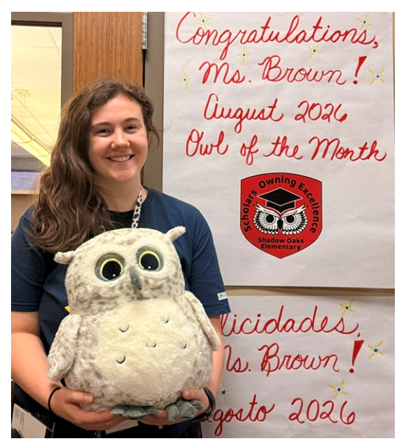 Congratulations, Ms. Brown! Owl of the Month August 2026!! #SOEWISE @SBISD