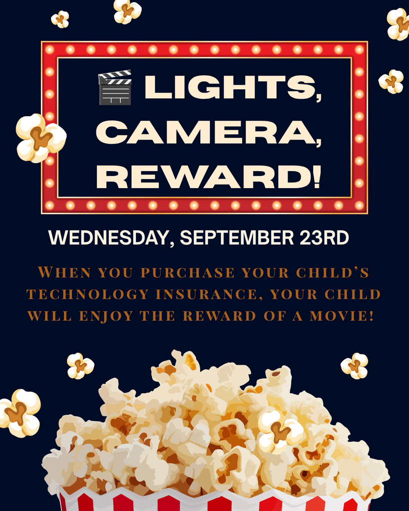 An advertisement for a film event. It says "Lights, Camera, Reward!" and features popcorn. The event is on Wednesday, September 23rd.