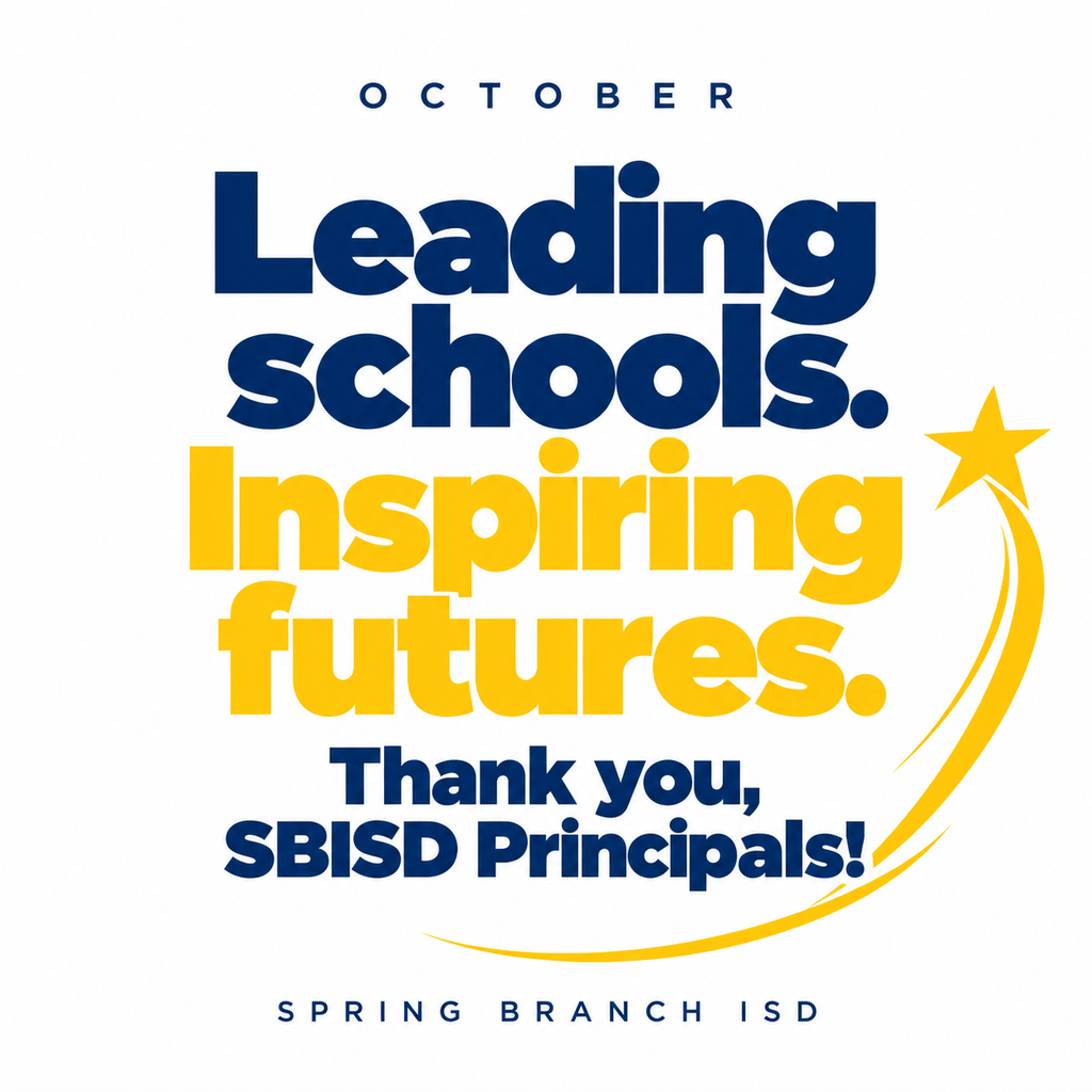 A white background displays a blue and yellow poster. The poster reads "Leading Schools. Inspiring Futures." and features a yellow star.