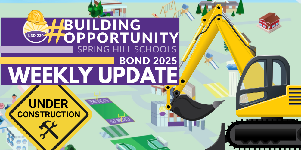 Construction Update  Image with cartoon construction equipment