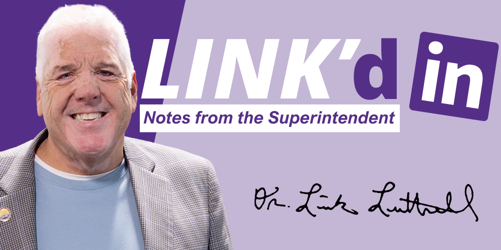 Dr Link Luttrell in a graphic advertising his "Note from the Super" Newsletter campaign