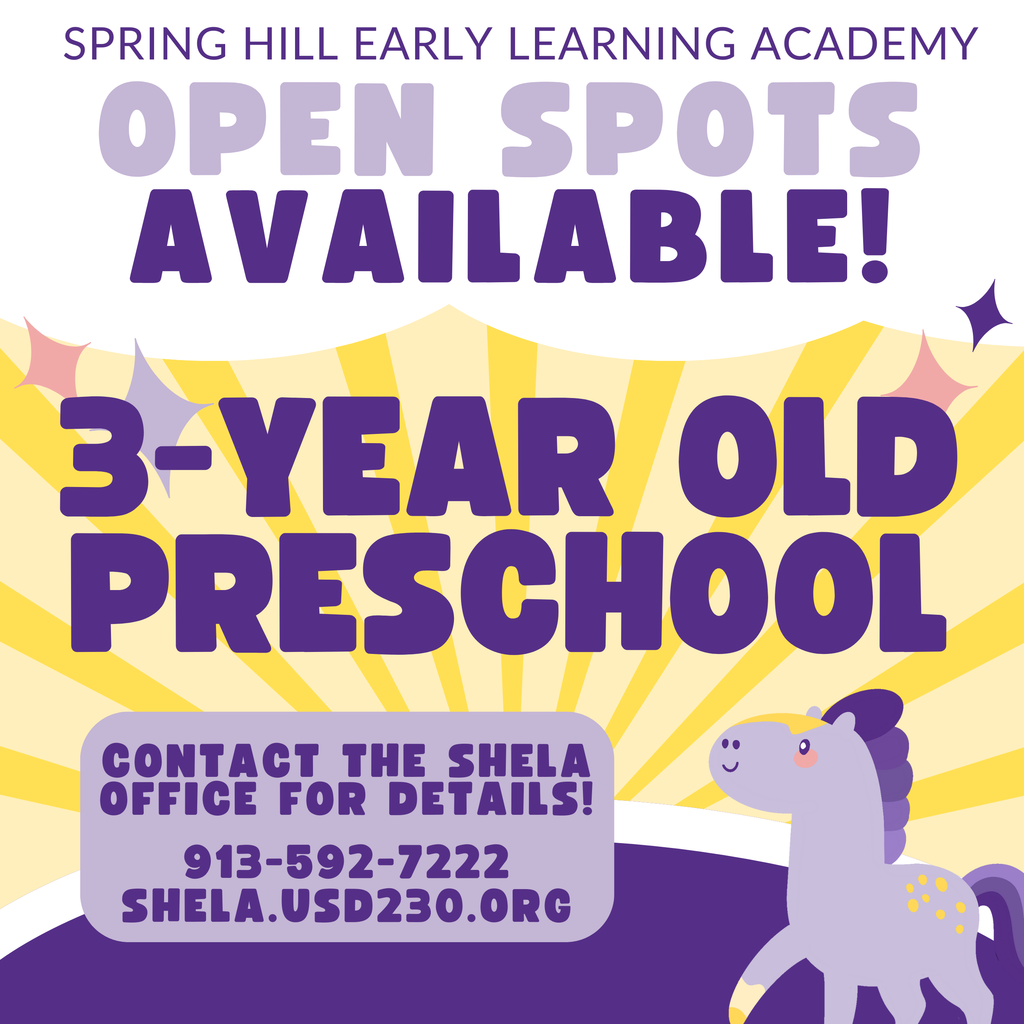 Advertisement graphic for open 3-Year Old Preschool spots at SHELA