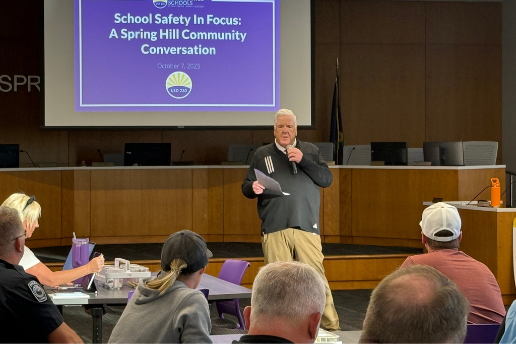 Dr. Luttrell speaking to the crowd at the School Safety event on 10/7