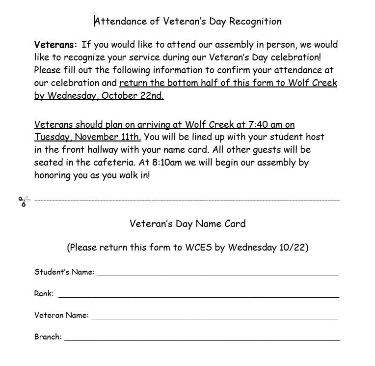 Veterans Day RSVP