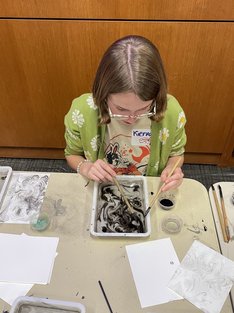 Art student using ink