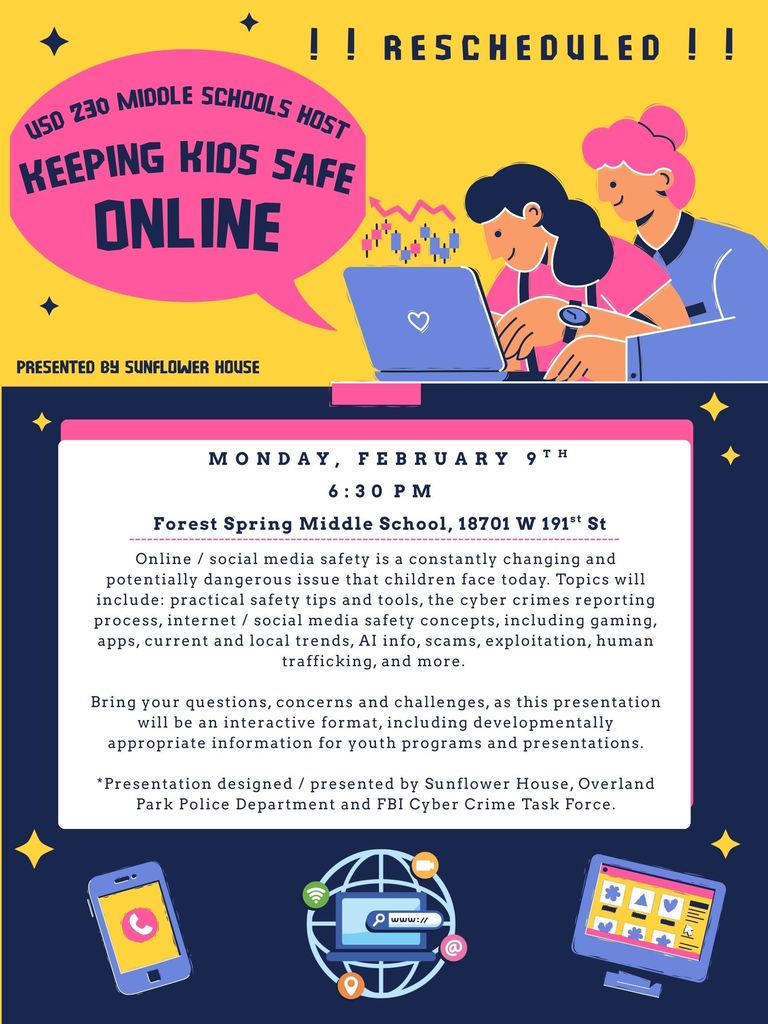 Internet Safety Clinic Feb 9 at 6:30 at Forest Spring Middle School