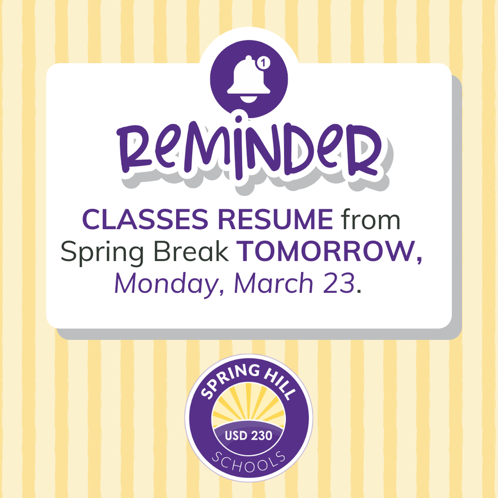 Classes resume March 23