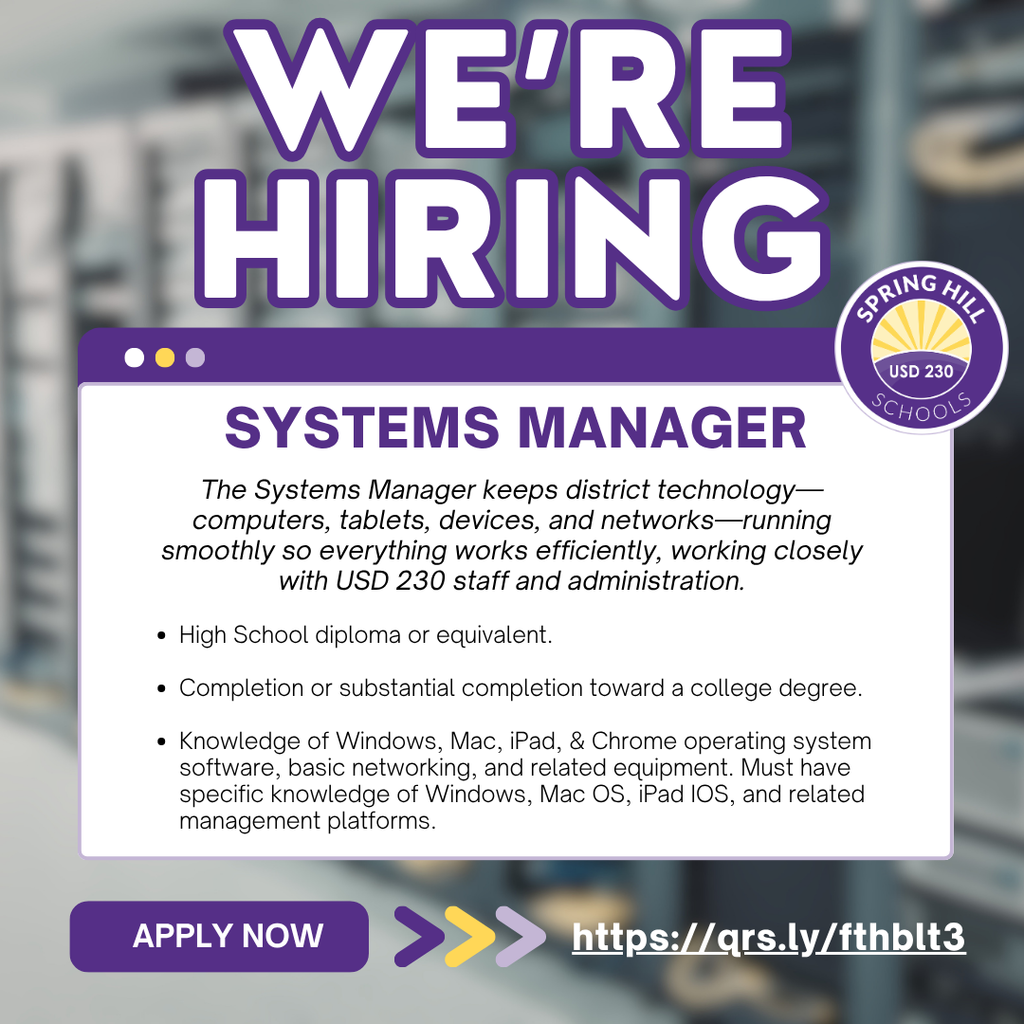 Systems Manager Job Posting