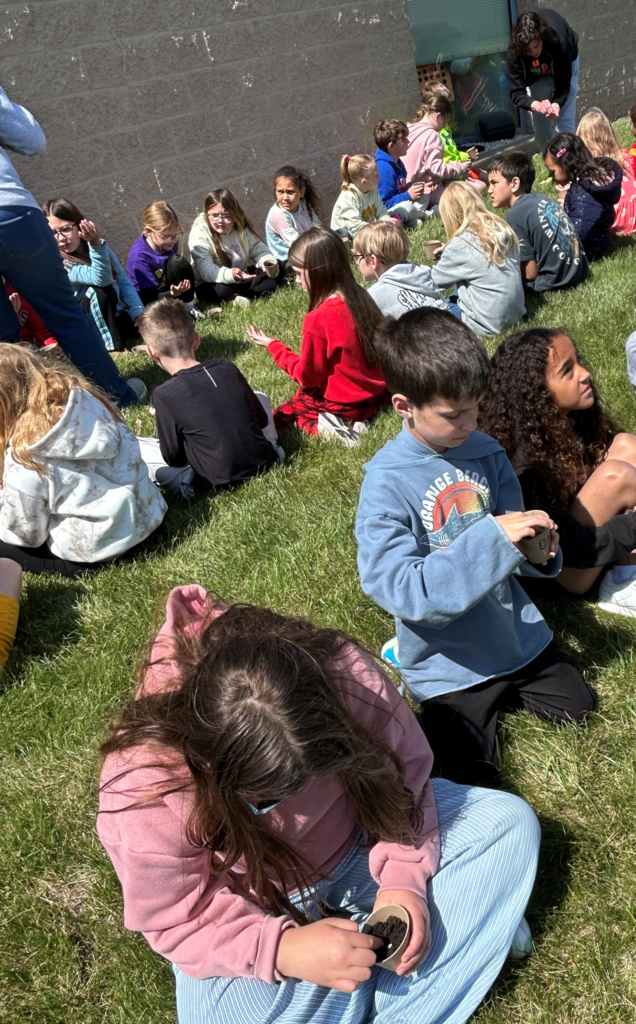 Third Grade planting flowers