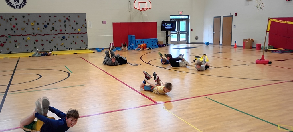 Students in gym exercising.