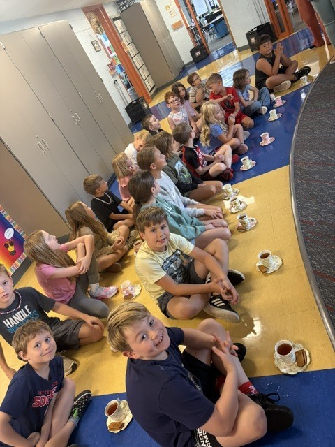 3rd graders having tea