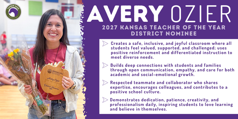 Picture of Avery Ozier with Apple shaped wooden plaque to honor his teacher of the year award