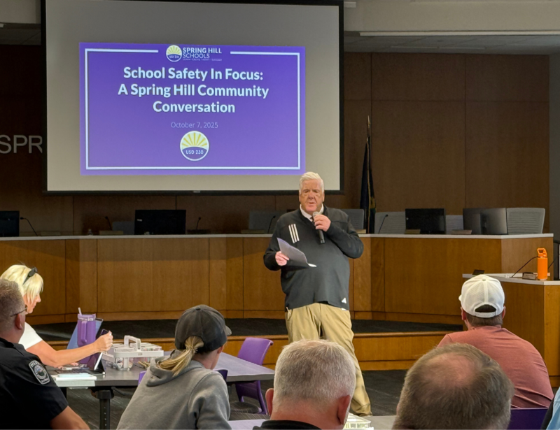 Dr. Luttrell speaking to the crowd at the School Safety event on 10/7