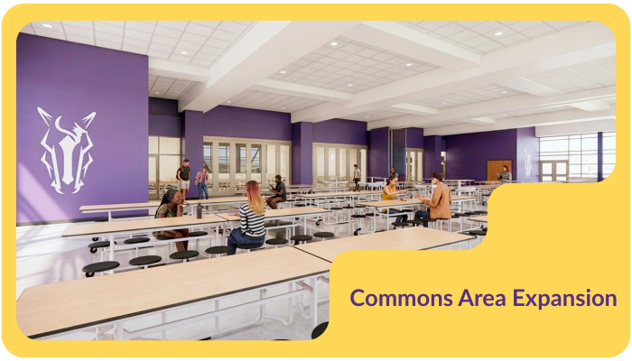 Image container Showing rendersing of the commons expansion that reads Commons Area Expansion.