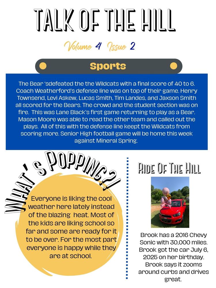 Front of school newspaper