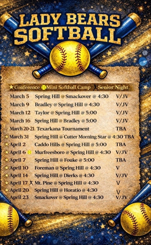 Lady Bears Softball Schedule 2026