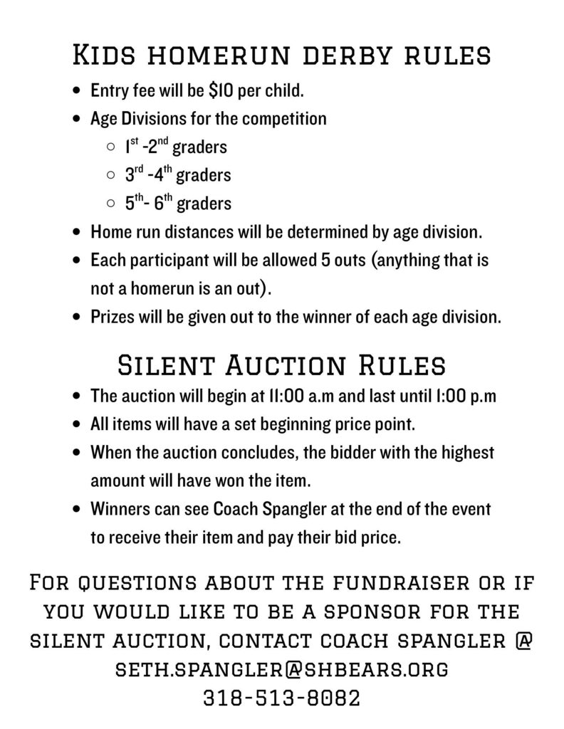 Spring Hill Bears Baseball Fundraiser 