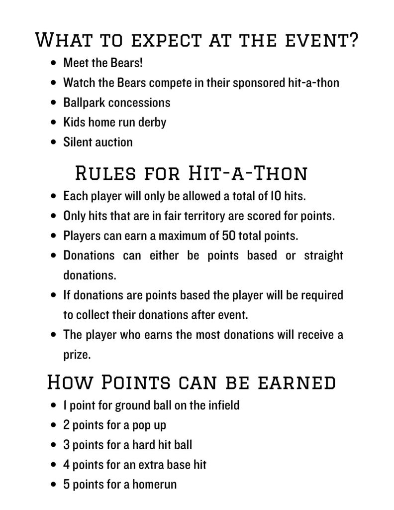 Spring Hill Bears Baseball Fundraiser 