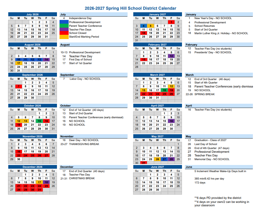 2026-2027 - District Calendar - Alternate