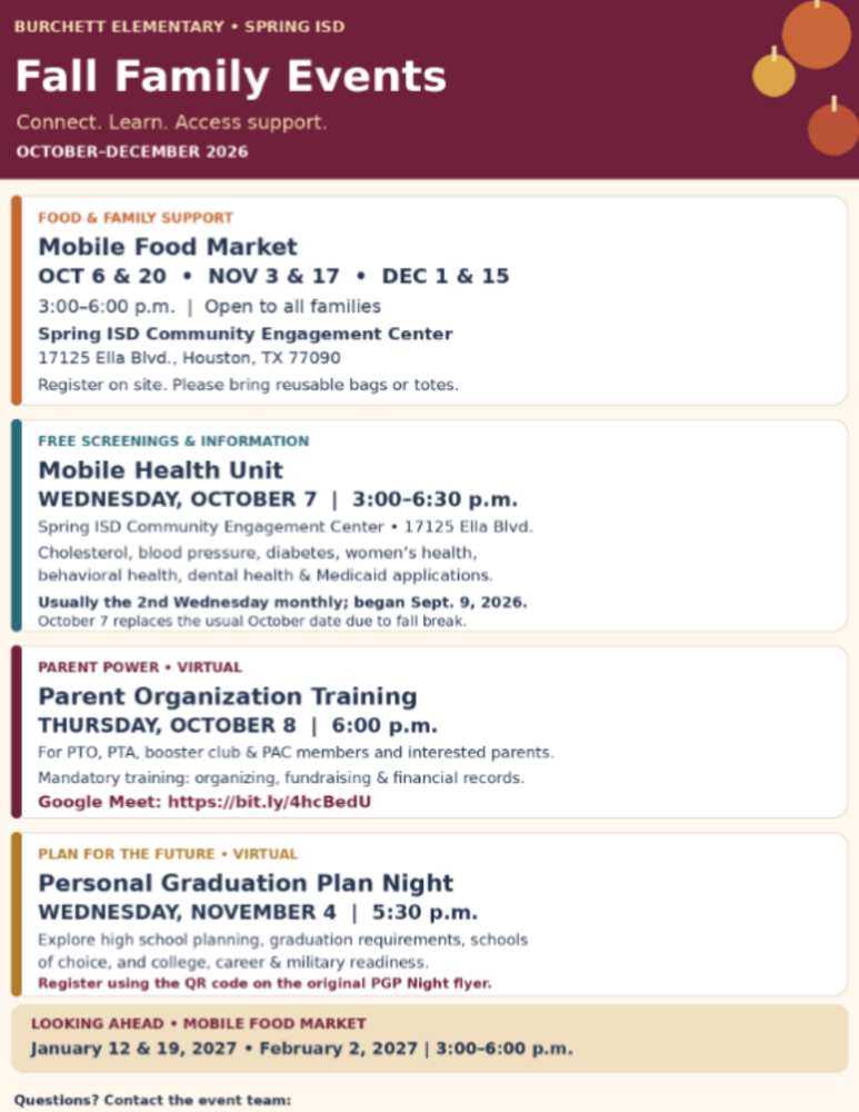 FALL FAMILY EVENTS