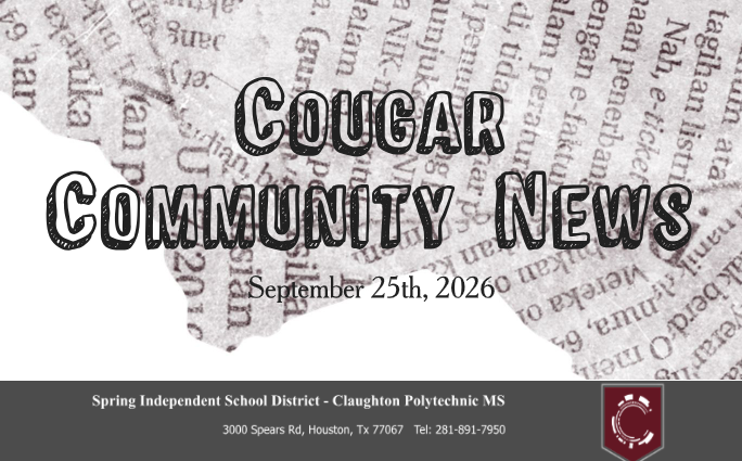 Claughton MS Cougar Community News - September 25th