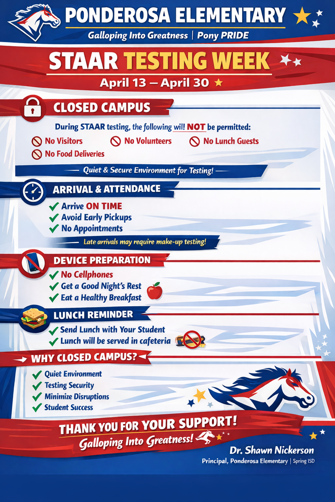 RE: STAAR TESTING WEEKS