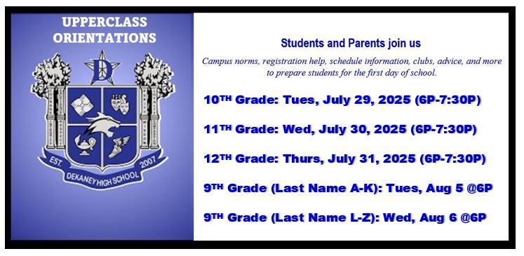 2025 Orientation Dates
