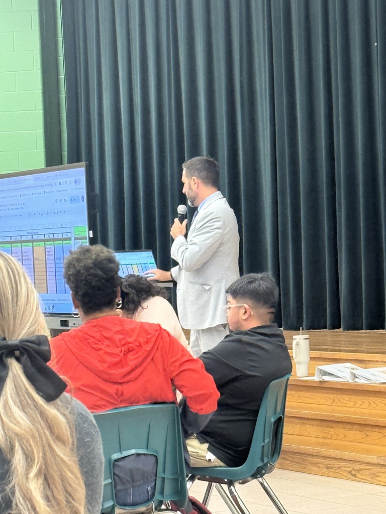 Mr. Hoard explaining data - "A year of Learning A year of Growth"