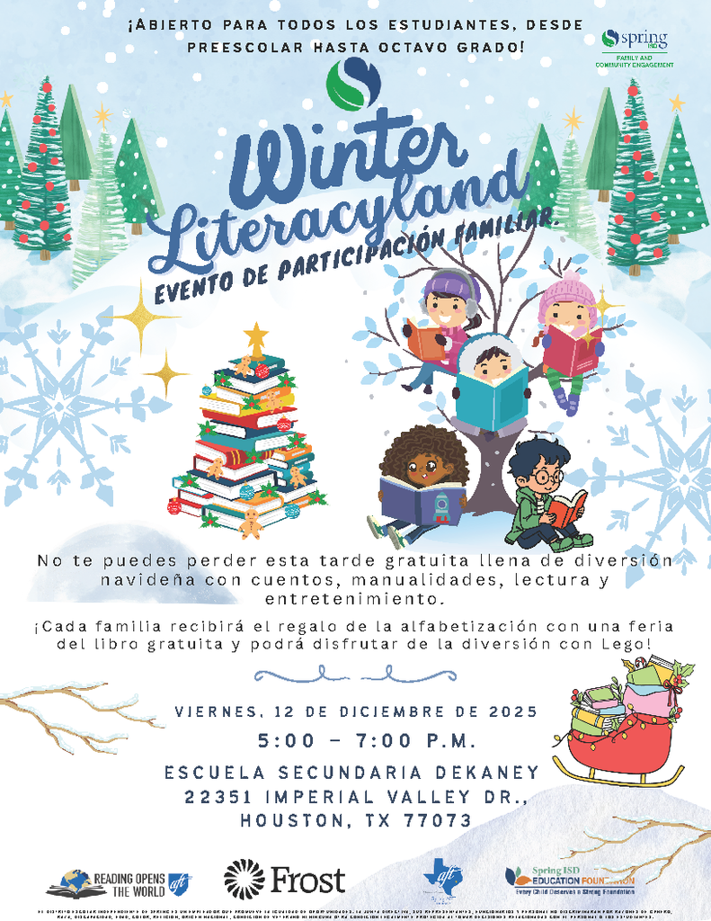 Winter Literacyland Family Engagement Event - Evento de Participación Familiar