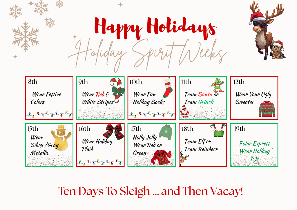 countdown to holiday break dress up days