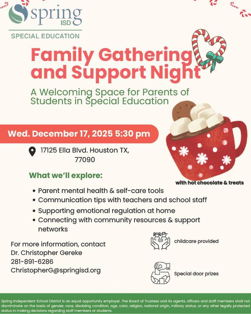 Family Gathering and Support Night, Dec. 17, 2025