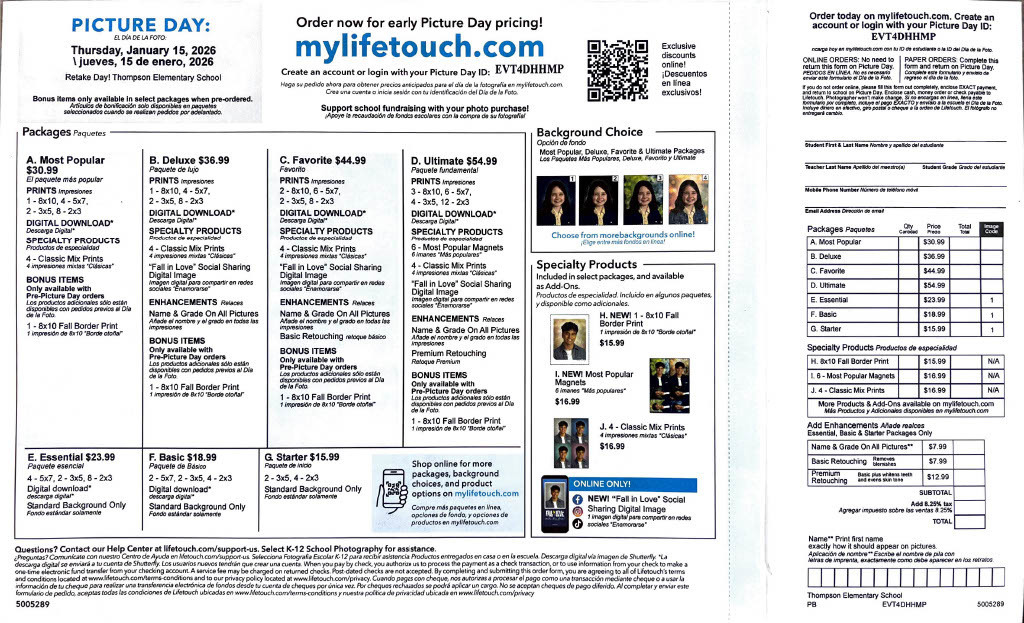 Individual Picture Day Retake Form