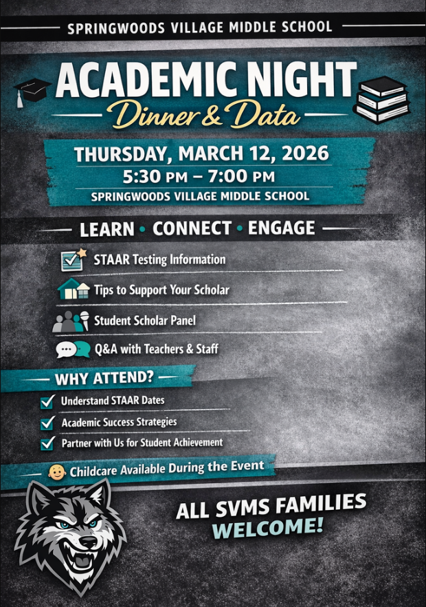 Academic Night- Dinner & Data. Thursday March 12 from 5:30-7:00pm