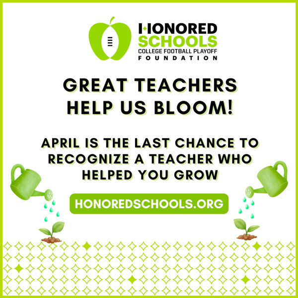 April is the last chance to recognize a teacher who helped you grow - honoredschools.org