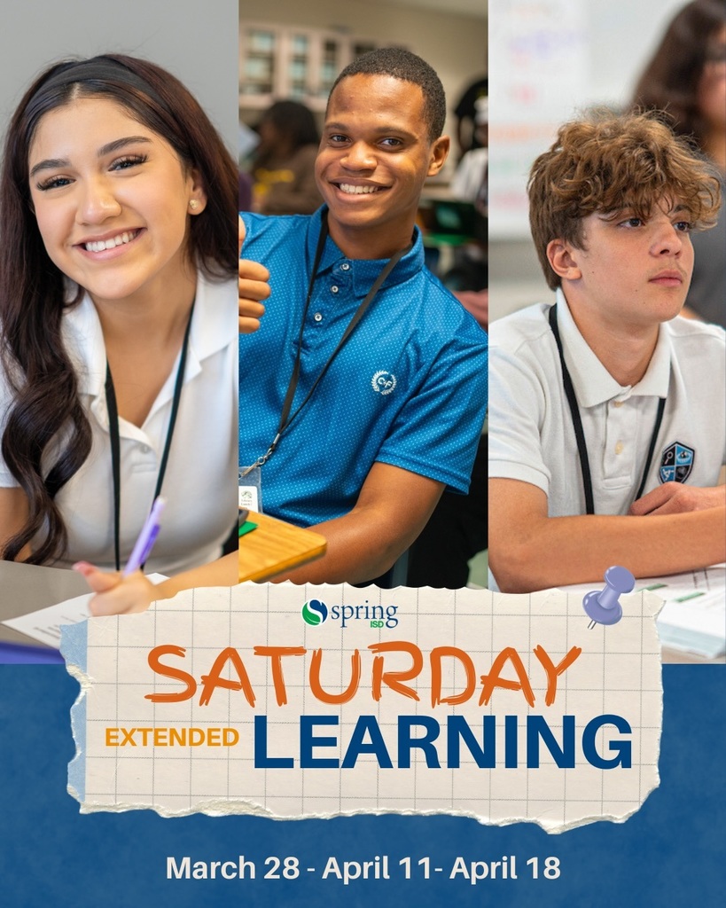 Saturday Extended Learning - April 11 and 18 - Check with your campus for times