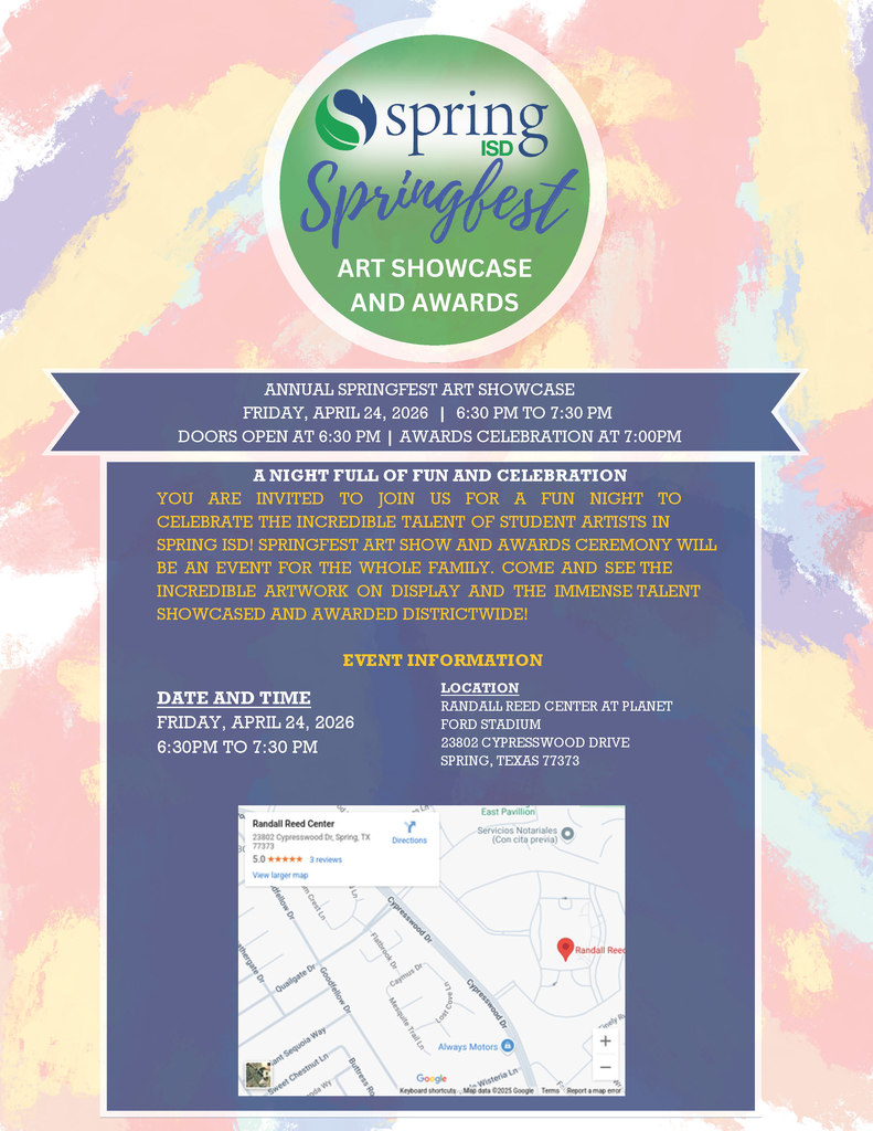 Springfest Art Show and Awards Ceremony, Friday, April 24, 2026