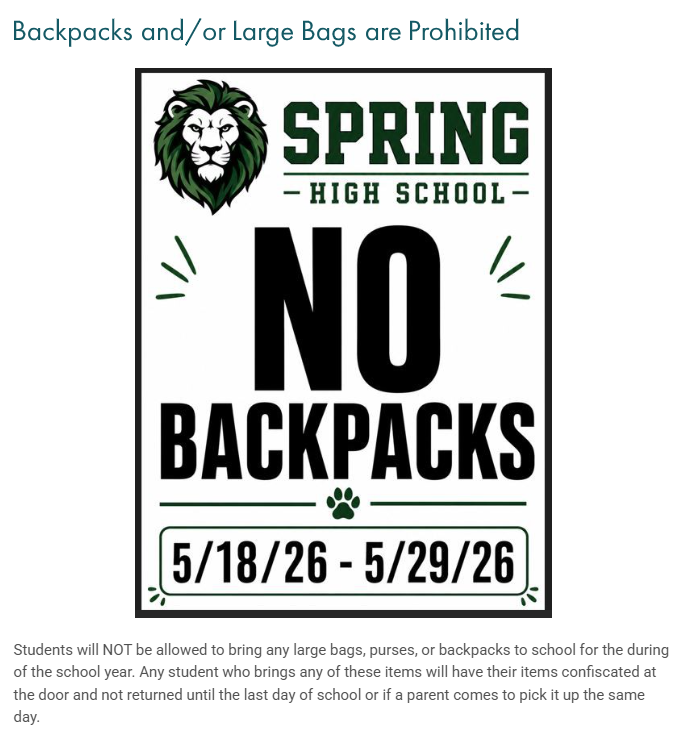 No back packs