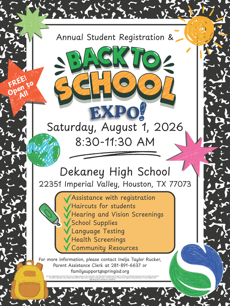 Annual Student Registration and Back to School Expo, August 1, 2026