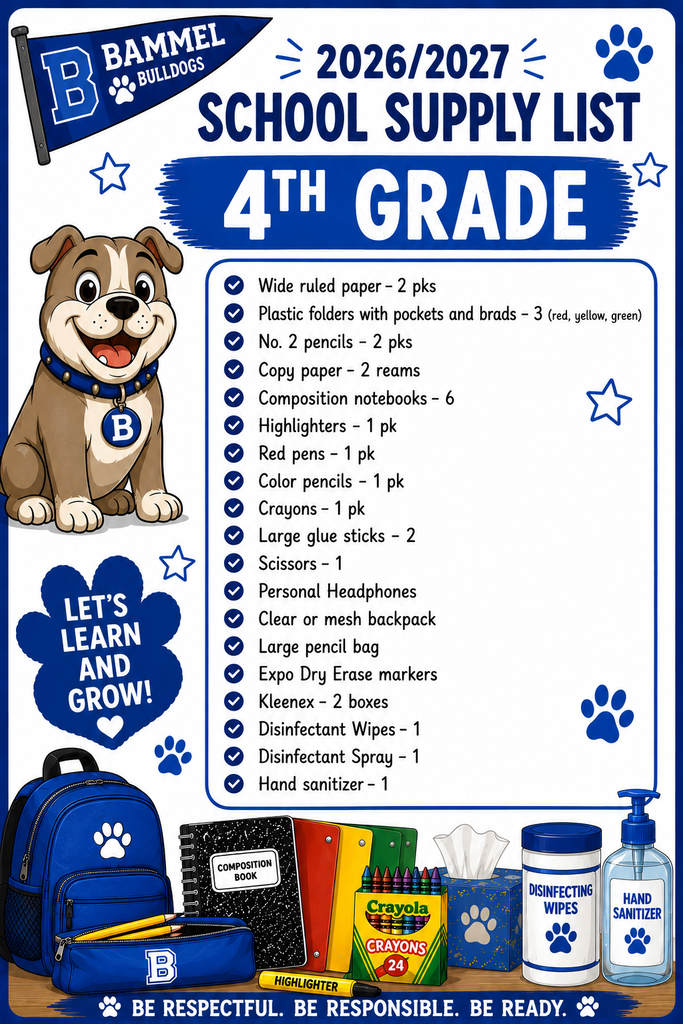 4th Grade School Supply List