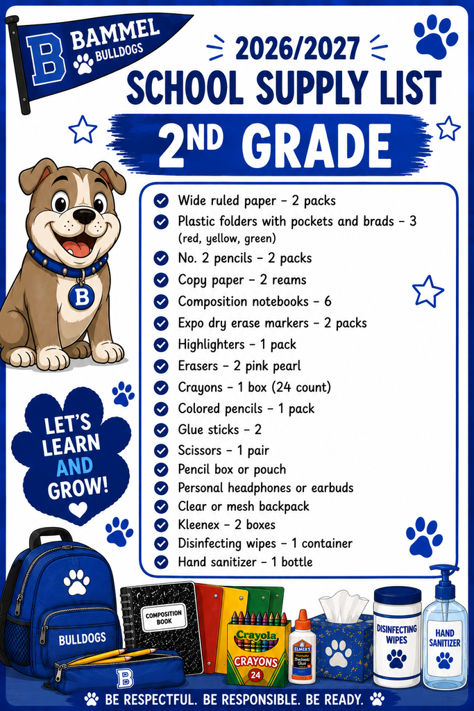 2nd Grade School Supply List