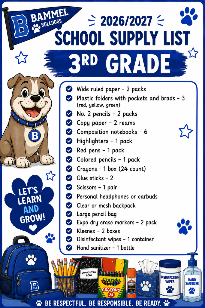 3rd Grade School Supply List