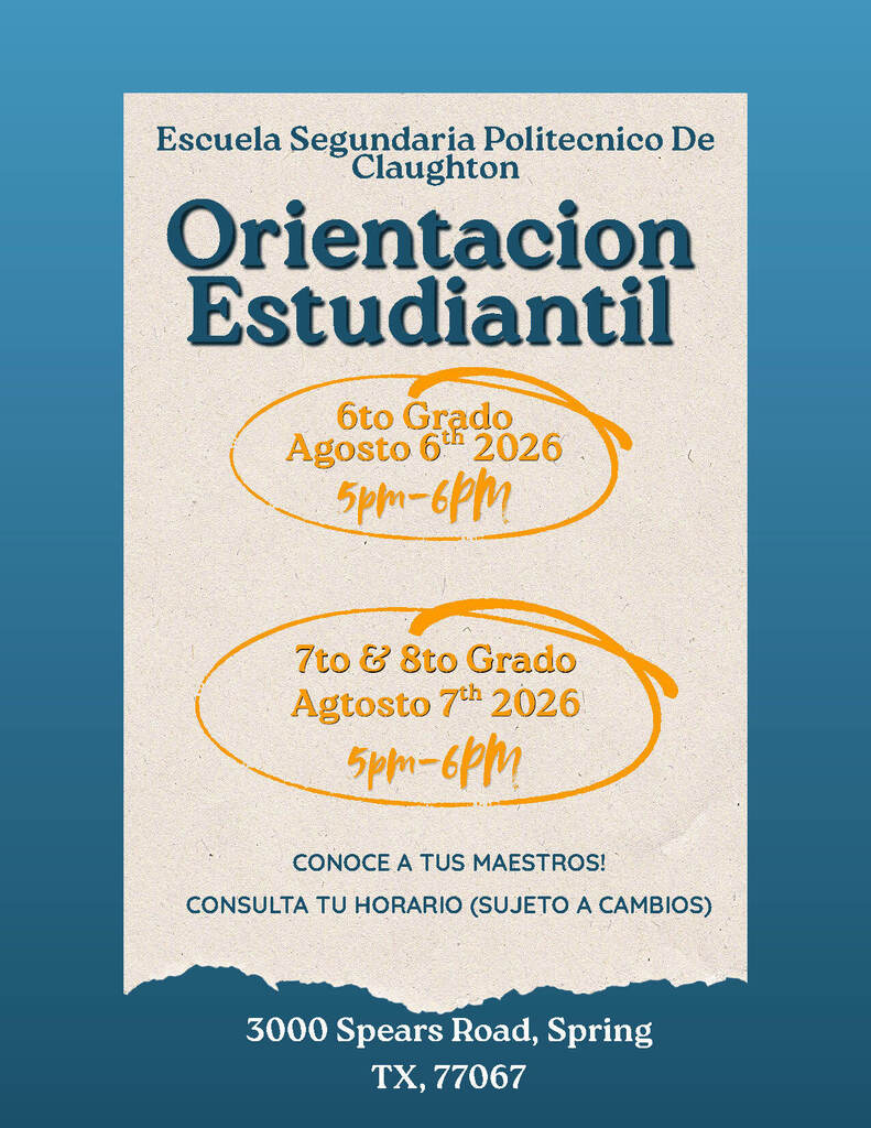 Orientación Estudiantil de Claughton, 6 y 7 de agosto de 2026